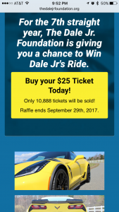 Raffle for Dale, Jr.'s ride