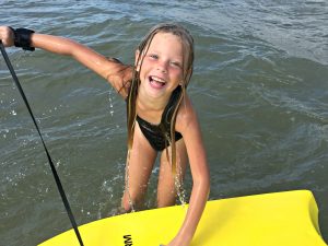 E and her board - time