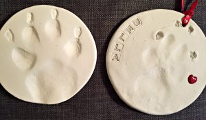 Zeppelin and Bella paw prints